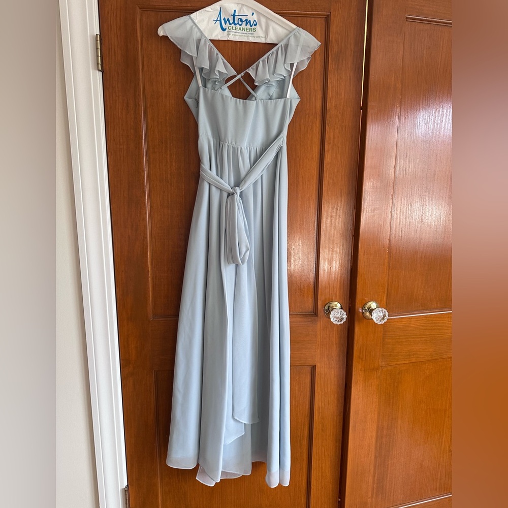 Revelry Valerie Chiffon Faux Wrap Dress, Sky Blue, Size 2 - Picture 5 of 6